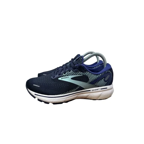 Brooks Ghost 14 Running Shoes Womens 6.5 Navy Blue Aqua Sneakers 1203561B410 - Picture 7 of 11